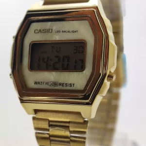 Relógio Casio Vintage global dourado feminino a prova dagua