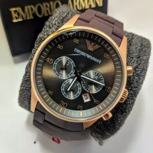 Relógio Emporio Armani Ar5905 Marrom Rose Unissex Linha Luxo- 100% Funcional