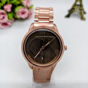 Relógio Calvin Klein Feminino Rose Fundo Marrom (C/ Caixa Premium) 100% Funcional