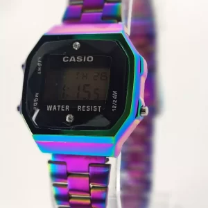 Relógio Casio Vintage mini lilas preto feminino a prova dagua