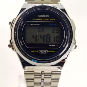 Relógio Casio Vintage Prata preto Redondo a prova d'agua