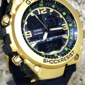 Relógio Masculino G-Shock Metal Dourado Pulseira de Borracha Preto a prova dagua