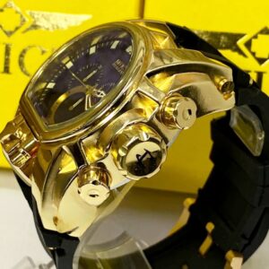 Relógio Masculino Invicta Zeus Magnum Linha Gold One Dourado fundo Preto Pulseira de Borracha Preta